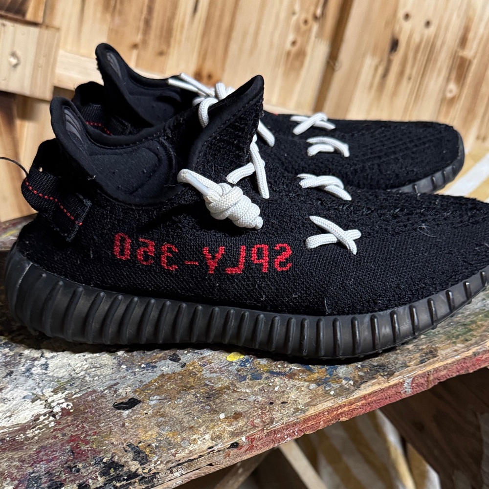 Adidas Kids Black Sneakers with Red and White Accents